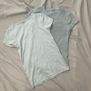 2 pack Cotton On White and Gray Short Sleeve Tees